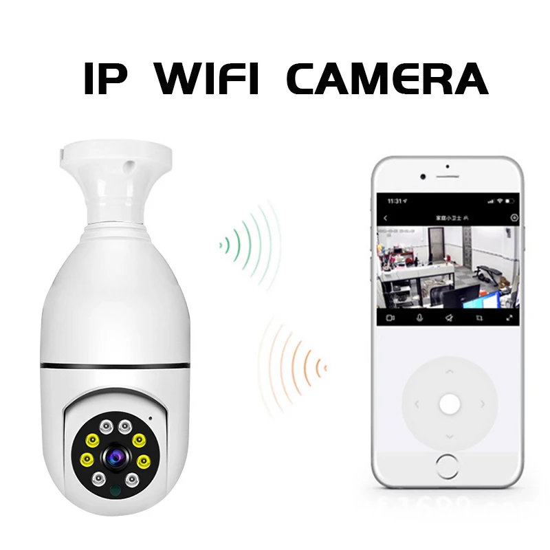 Bulb E27 Surveillance Camera Full Color Night Vision Indoor 