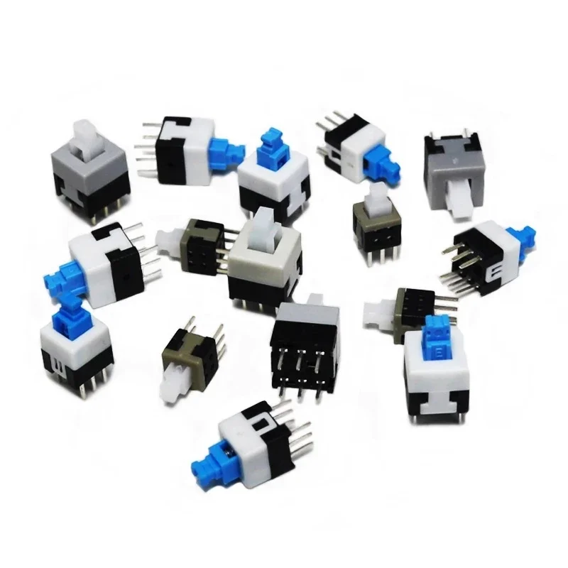 10PCS/LOT Self Locking / UNlock Push Tactile Power Micro Switch 6 Pin Button Switches 5.8x5.8 7x7 8x8 8.5x8.5mm