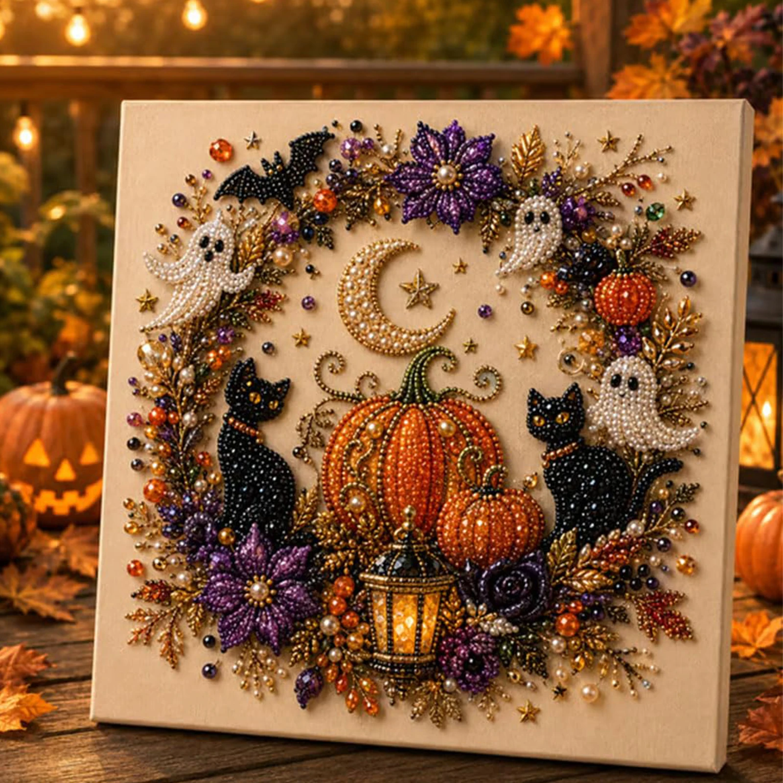 DIY Halloween Gerahmtes Diamant-Perlen-Malset 20x20cm Perlen-Diamant-Kunstset Perlen-Diamant-Malset für Erwachsene Heimdekoration – Detail 15