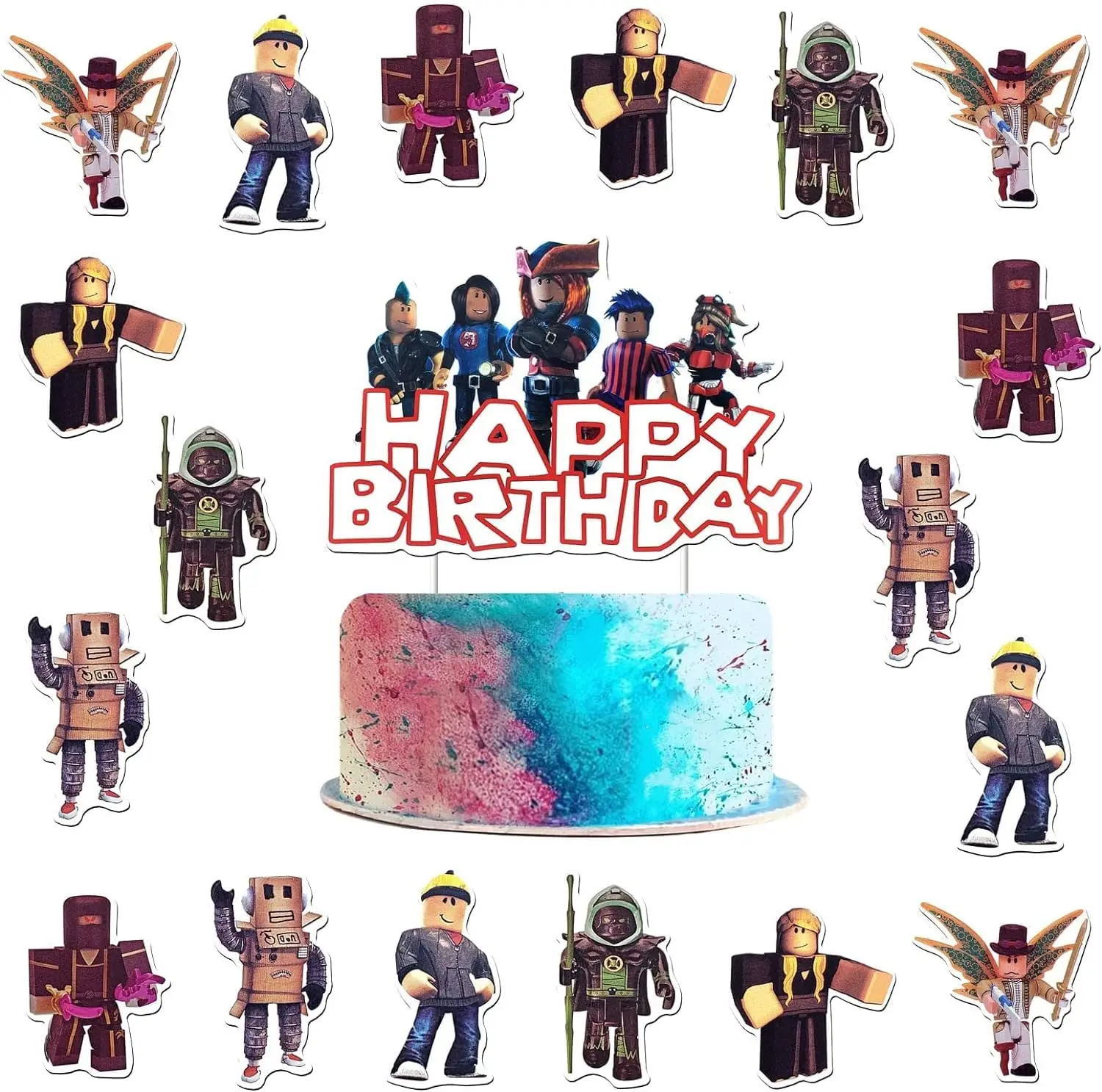 ROBLOX Tema Cupcake Toppers para Crianças, Decoração de Aniversário, Baby Shower Presente, Escolhas DIY, Meninas e Meninos, 25 Pçs/lote