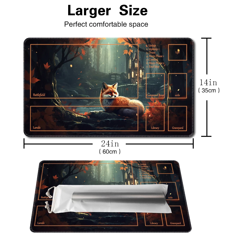 Autumn fox-Board Game TCG Playmat Table Mat Game Size 60X35 CM Mousepad Compatible for MTG CCG