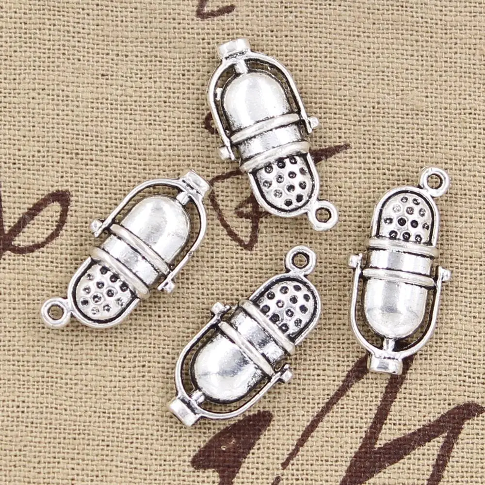 10pcs Charms Retro Vintage Microphone 26x13mm Antique Bronze Silver Color Plated Pendants Making DIY Handmade Tibetan Jewelry