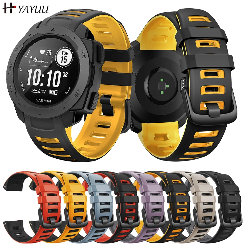 YAYUU Correa de reloj para Garmin Instinct, correa de repuesto ajustable de silicona Compatible con Garmin Instinct 2/ Solar/ reloj táctico