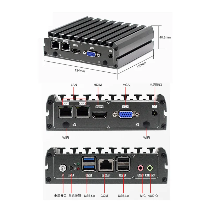 J1900 N4200 Mini NUC Computador 2 Gigabit Ethernet Port Soft Router AiKuai ROS Industrial Pequeno Host