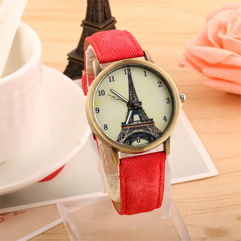 Fashion Brand Women\'s Watches Eiffel Tower Vintage Leather Quartz Watch Women Ladies Wrist Watches Casual Clock Gifts