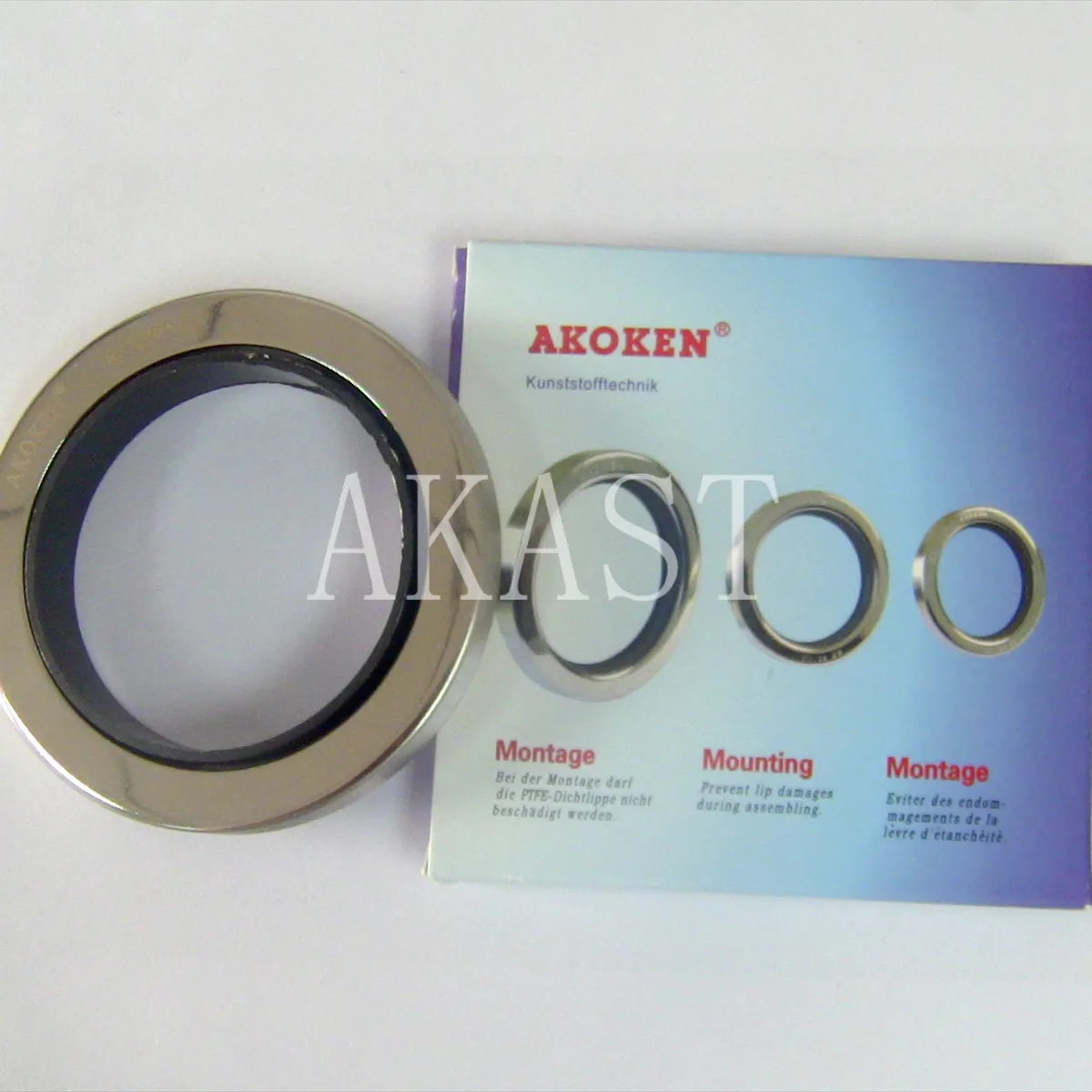 AKOKEN PTFE SS Shaft Sleeve Double Lips 40*62*10 Mechanical Oil Seal 37*51*10