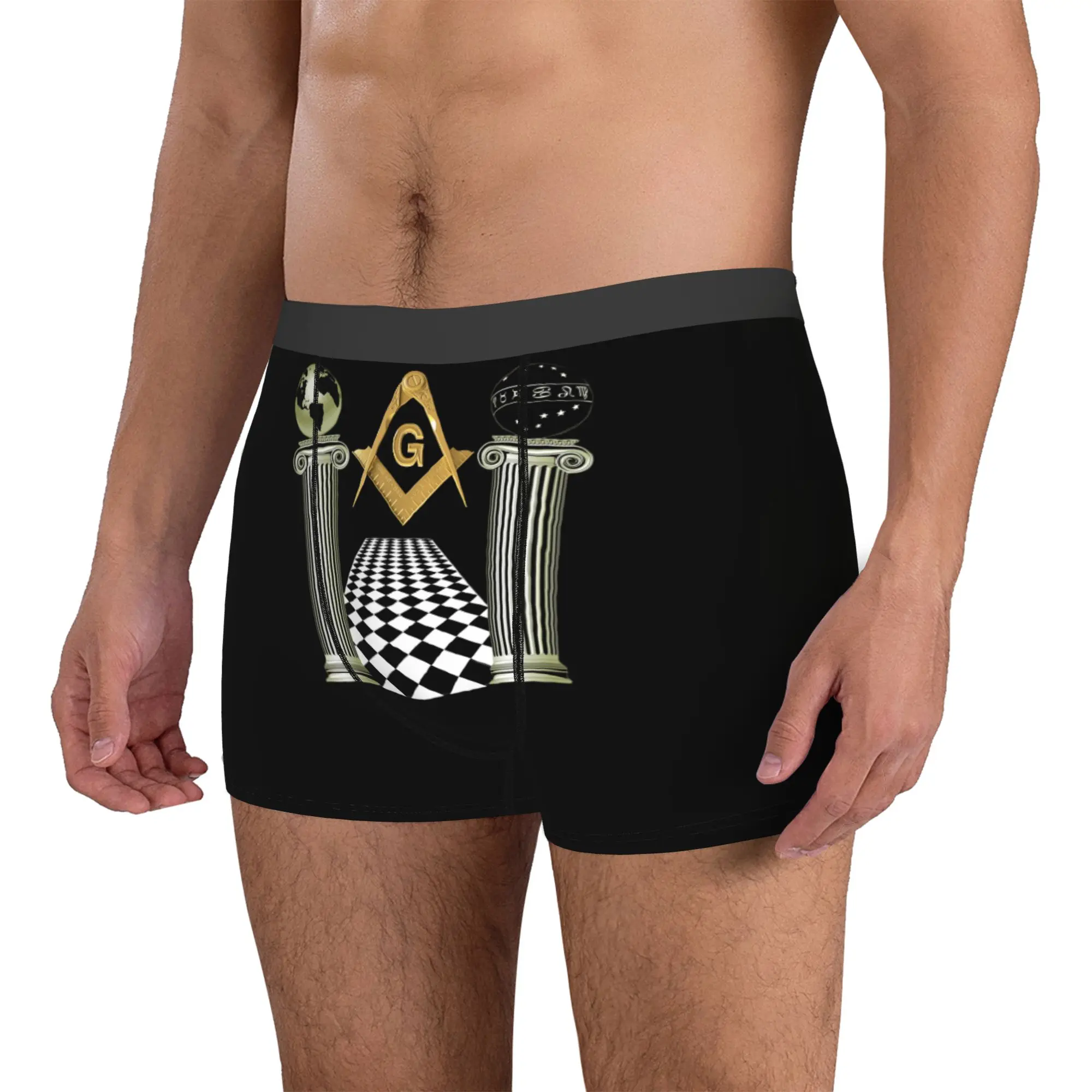 Boaz And Jachin Solomon's Temple Boxers Shorts Men Masonic Mason Freemason Briefs Underwear Cool Underpants