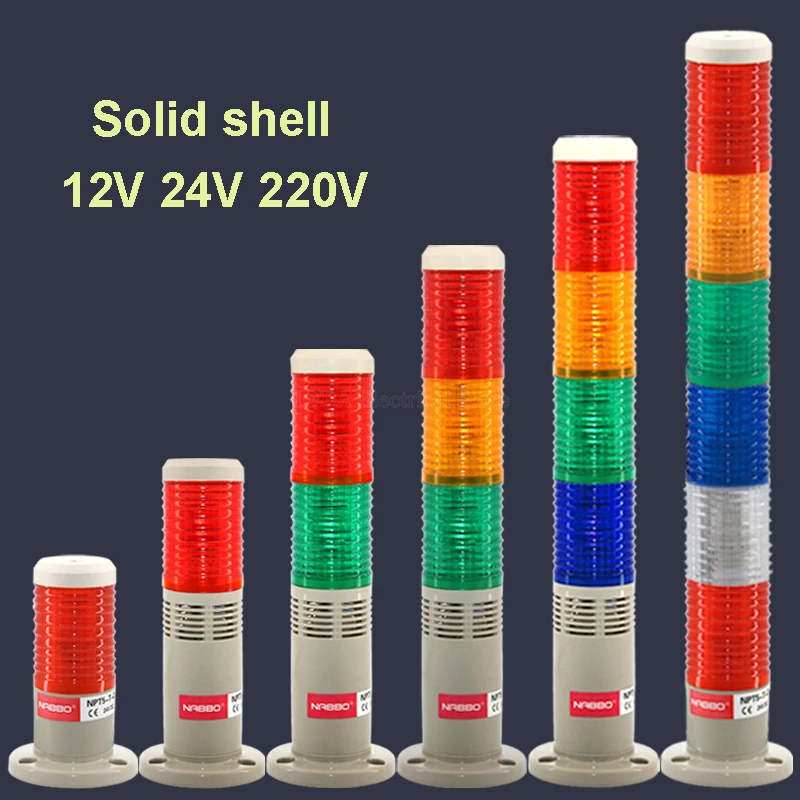 1 stks NPT5-K-D Met Geluid Knippert + Altijd op Dual Gebruik 3 Layer Tricolor Lamp Machine Tool LED Waarschuwingslampje Semafoor Indicator