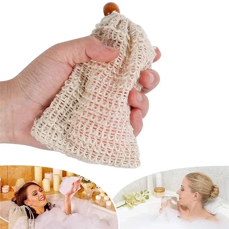 Sisal SoAP Bag Exfoliating Soap Saver Pouch  Bar Sisal Soap Bag Shower Bath Esponja Exfoliante Para Piel Muerta