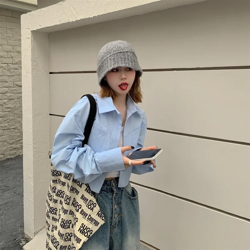 

Shirt Women Solid Korean Style Turn-down Collar Spring Casual Office Lady Sweet Lovely Ins Popular All-match Hot Sale Straight