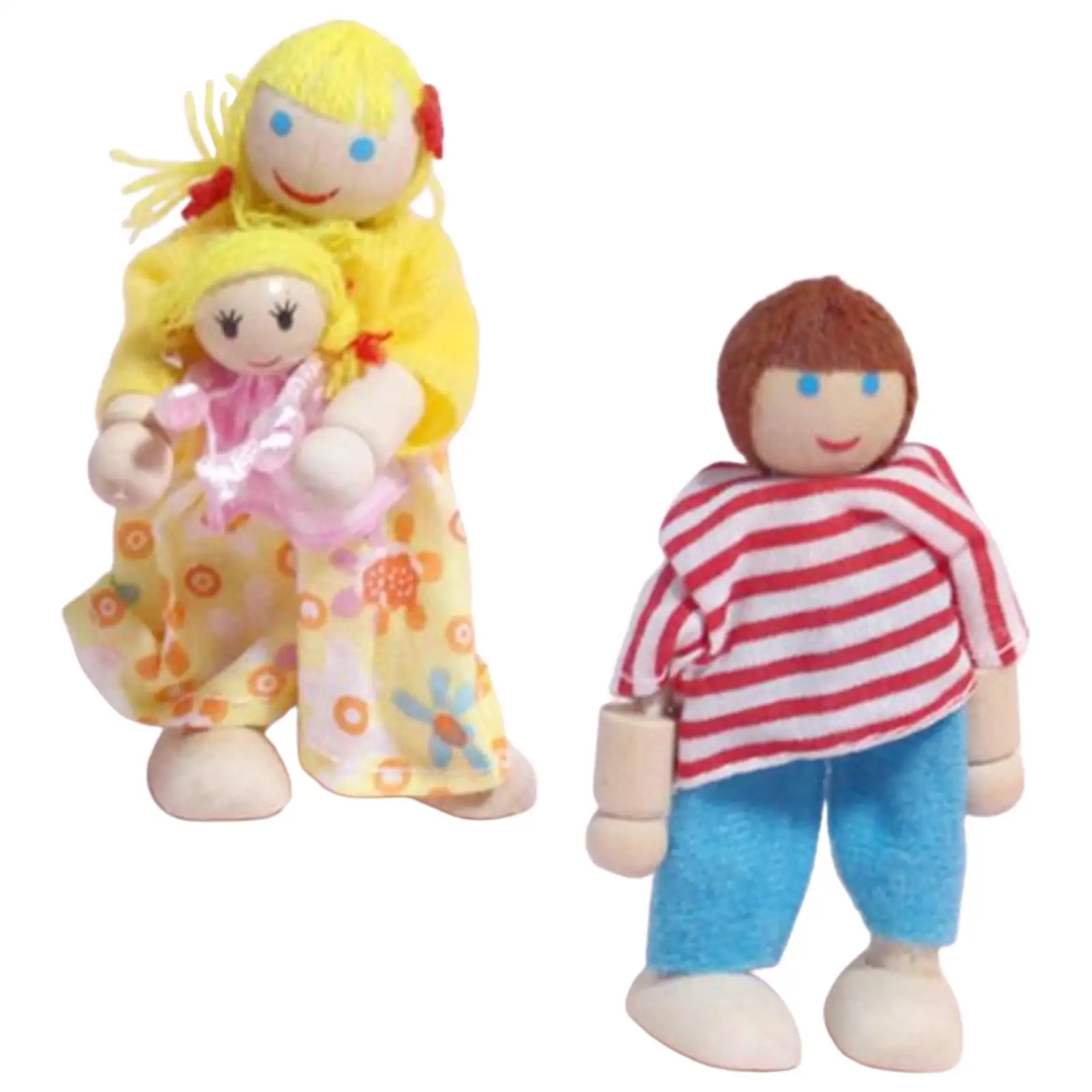 

Wood Dollhouse , Miniature Dolls Playset, Mini People Figure Role Dolls House Toy for Preschool Ddlers