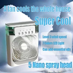 Portable Fan Air Conditioners USB Electric Fan LED Night Light Water Mist Fun 3 In 1 Air Cooler Humidifie For Home