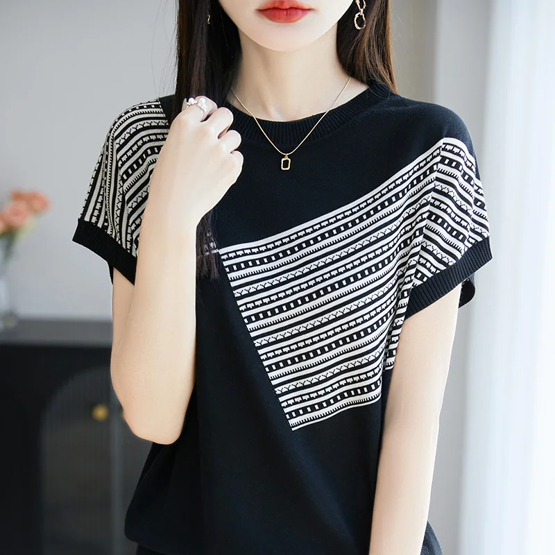 صيف جديد أزياء المرأة قصيرة الأكمام ليوسيل سترة المرأة فضفاضة ضئيلة تي شيرت