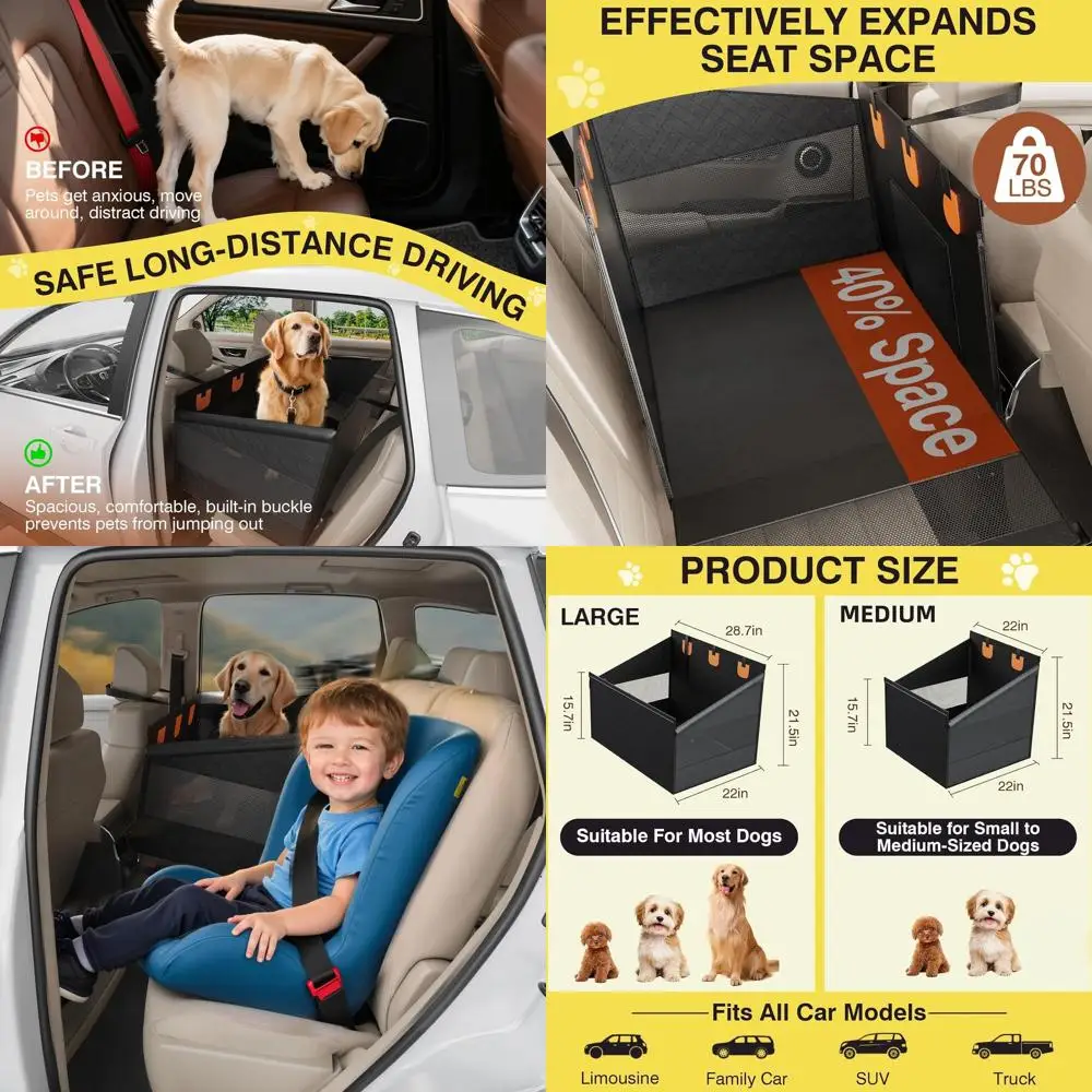 

Водонепроницаемый нескользящий чехол на сиденье для собак среднего и большого возраста, складной удлинитель заднего сиденья для внедорожников и грузовиков, черный, большого размера