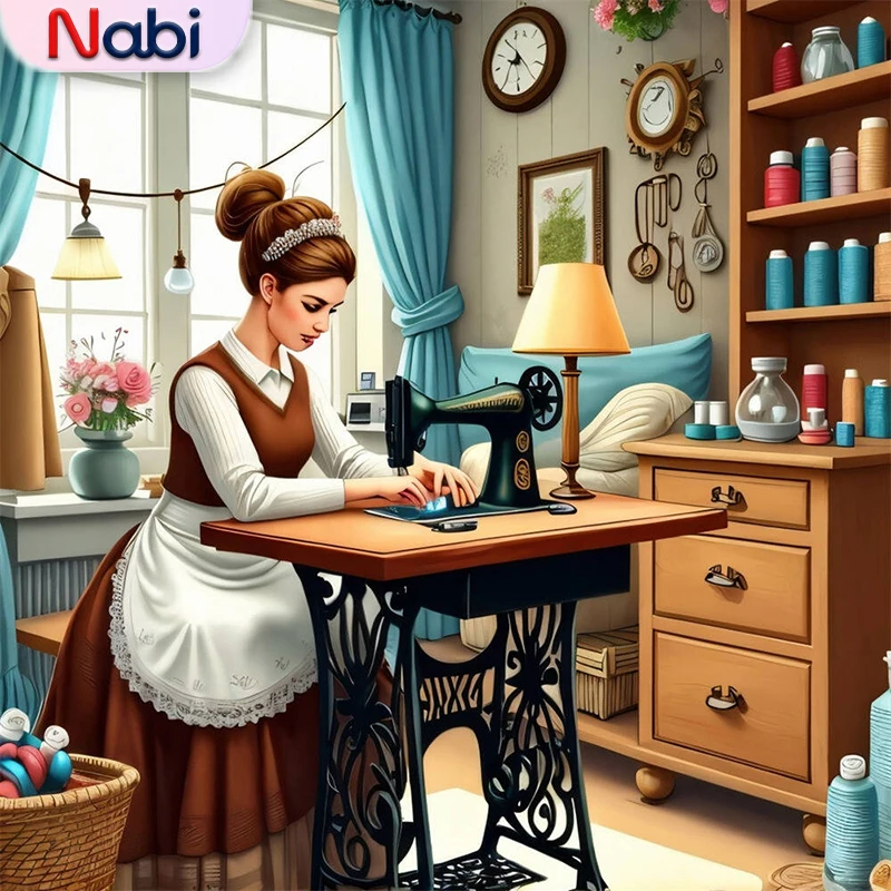 

Алмазная мозаика Nabi, женский набор для рукоделия, швейная машина для рисования, Новое поступление, сделай сам, портретная вышивка, ручная работа, хобби