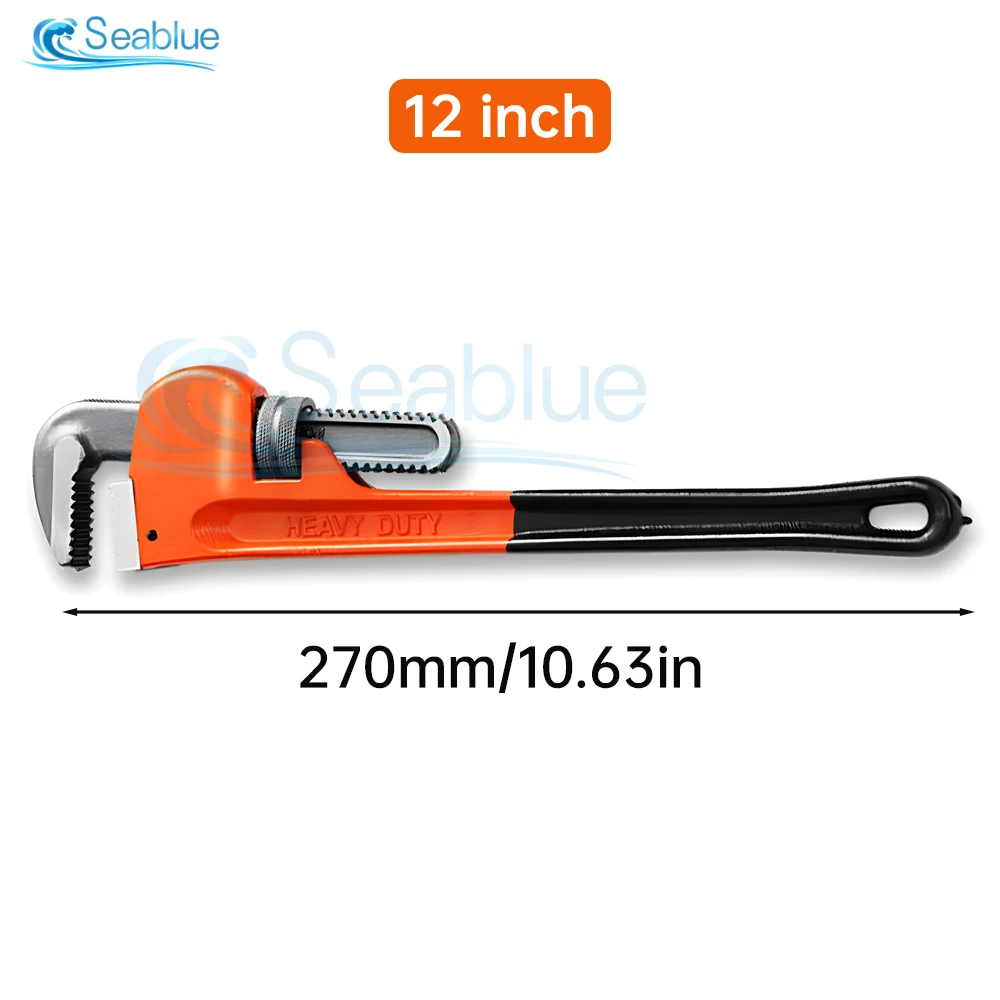 12/8inch Quick tube pliers Heavy Duty Straight Pipe Wrench Adjustable Plumber Wrench with Floating Hook Jaw and I-Beam Handle