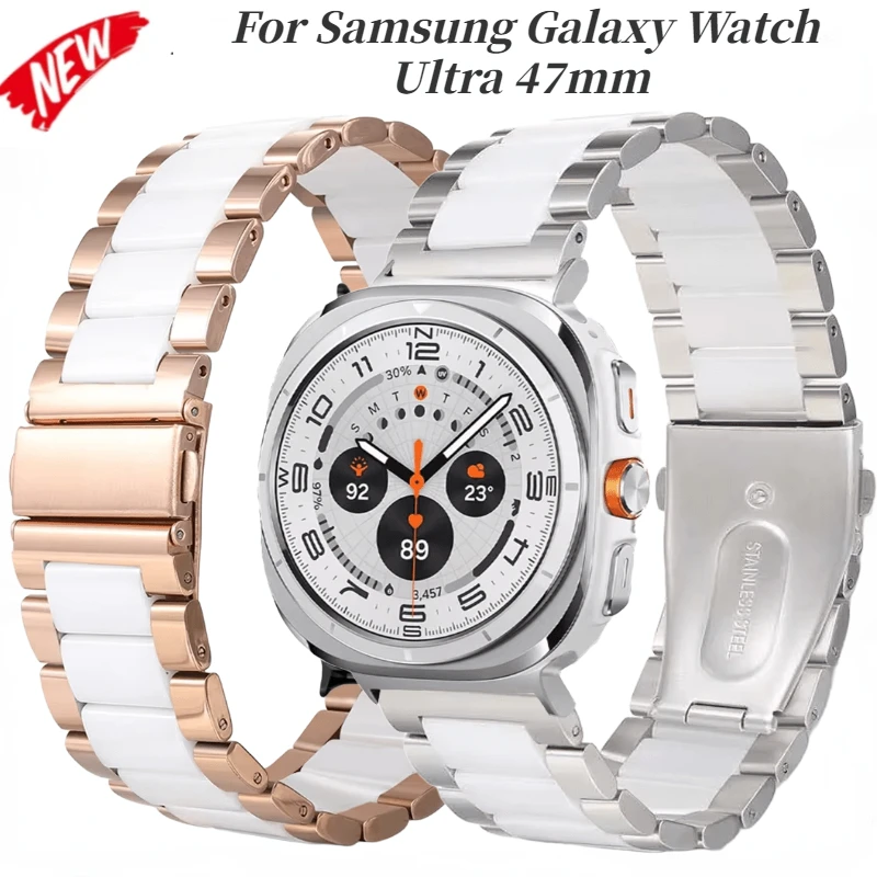 

Metal+Ceramic Strap For Samsung Galaxy Watch Ultra 47mm Breathable Bracelet Wristband Galaxy Watch Ultra 47mm Metal Watch Band