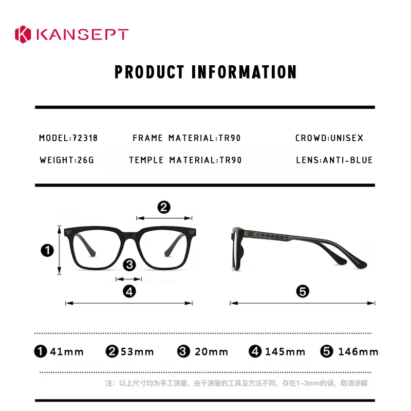KANSEPT Glasses for Men Reading Frame for Women Designer Eyewear Blue Light Lenses to Read Eyeglass Frames Men\'s Eyeglasses Lens
