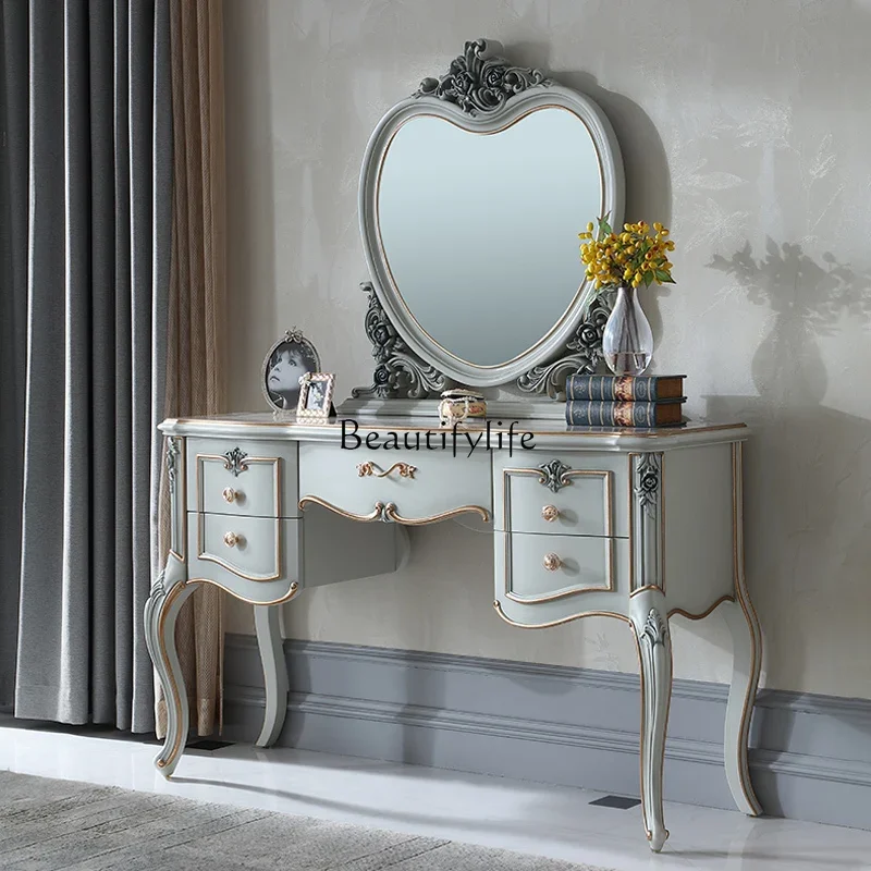 

yj9 French furniture European solid wood hand-carved dresser makeup table