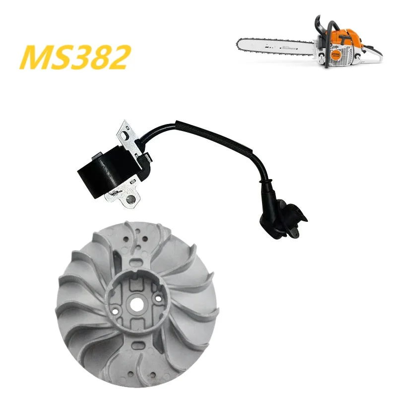 Heavy Duty Magnetic Flywheel Fly Wheel & Ignition Coil Module Spark Plug For Stihl MS382 MS 382 Chainsaw Accessory