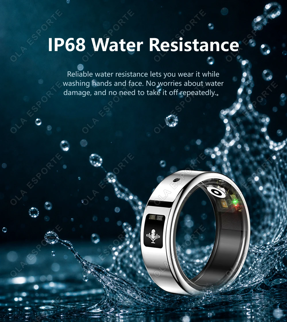 AI Recording Translation Smart Ring Heart Rate Blood Oxygen Sleep Monitor Touch Voice Recorder Sports Waterproof Smartring R12