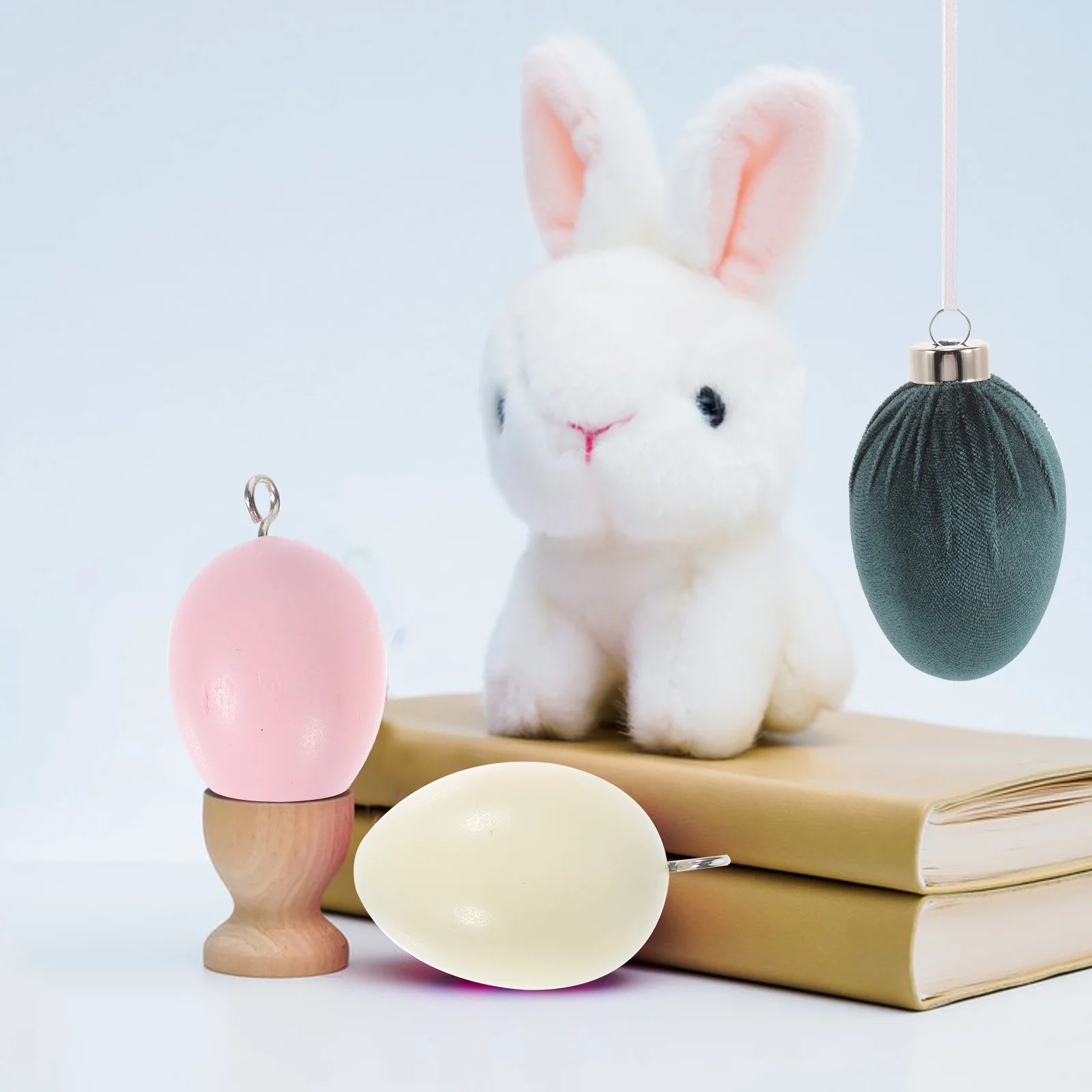 

12Pcs Easter Egg Hanging Ornaments Deep Color Velour Fabric for Easter Party Home Decoration Supplies Egg Ornament