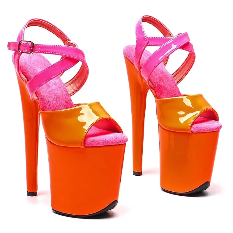 

Women New 20CM/8inches PU Upper Sexy Exotic High Heel Platform Party Sandals Pole Dance Shoes Model Shows Sandals 342