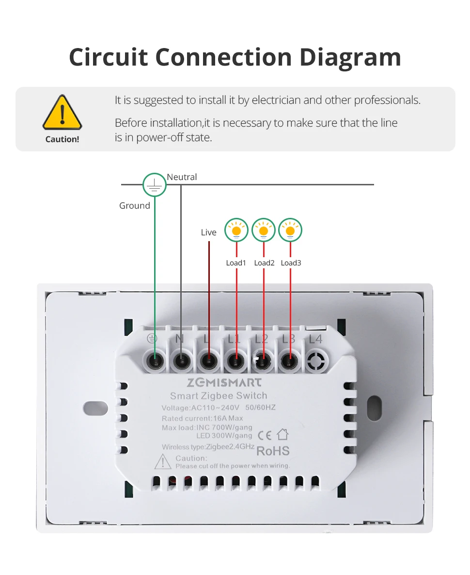 Zemismart Mỹ Âu Zigbee Thông Minh Đèn Công Tắc 1 2 3 4 Băng Đảng Đen Interruptor Với Trung Lập Alexa Google Home tuya Smartthings