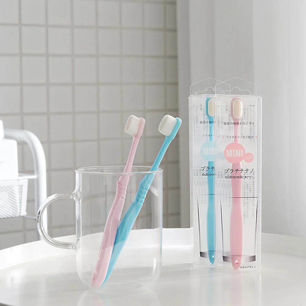 2 Pcs Nano Ultra-fine Soft Toothbrush for Daily Use Kids Toothbrushes Hand Long Handle Gums Care Super Pregnant Woman