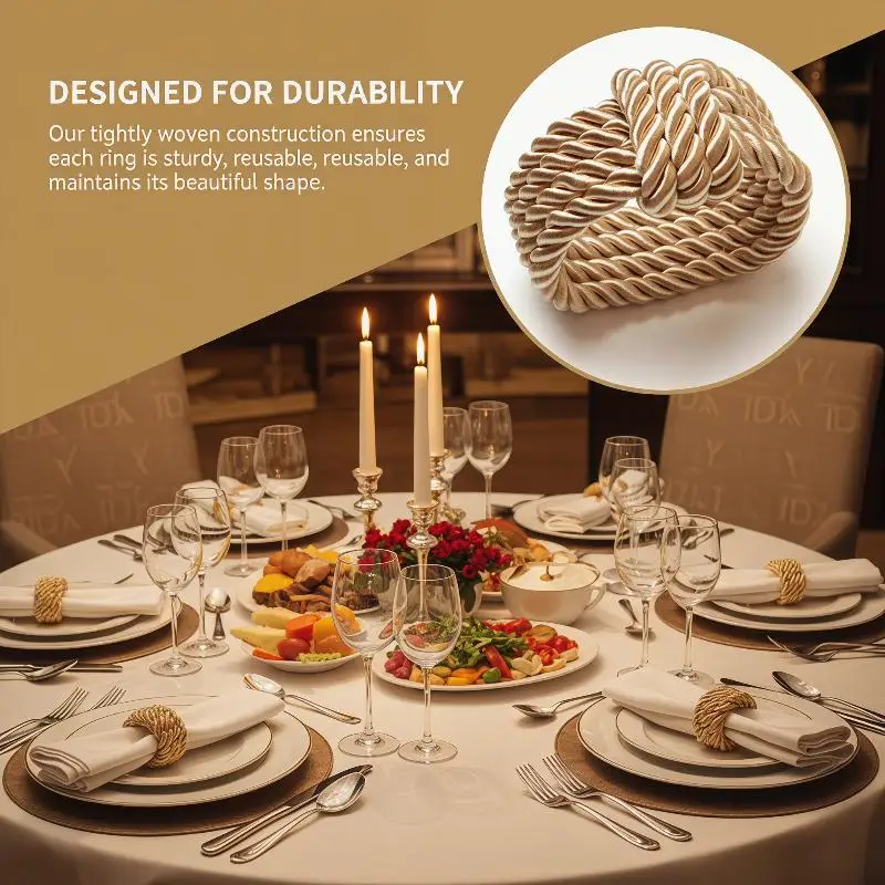 Circle Woven Rope Napkin Rings Rustic Natural Design for Restaurant Bar Wedding Home Table Decoration Accessories