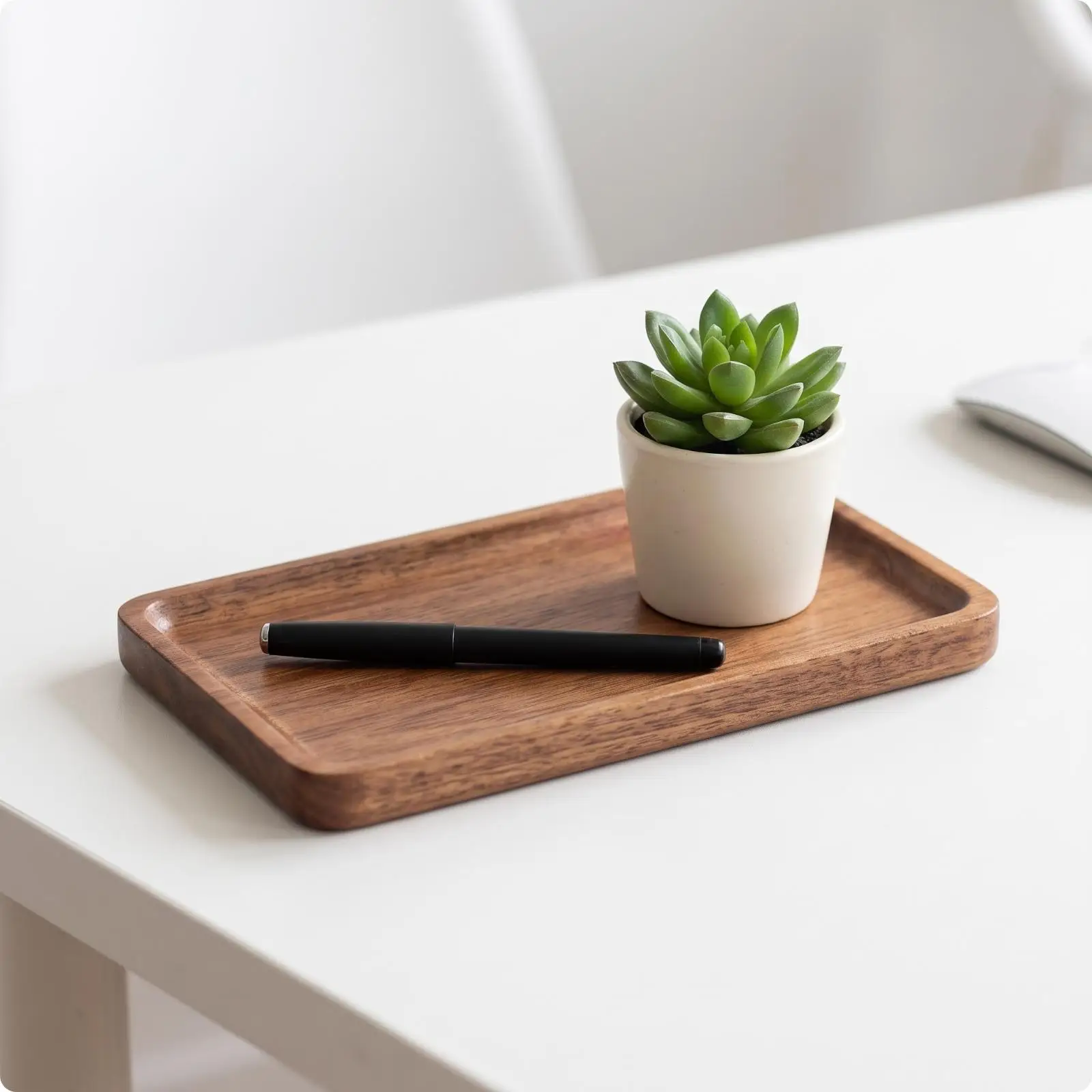 Acacia Wood Rectangular Serving Tray with Raised Rim for Tea Snacks Small Items Home Decor