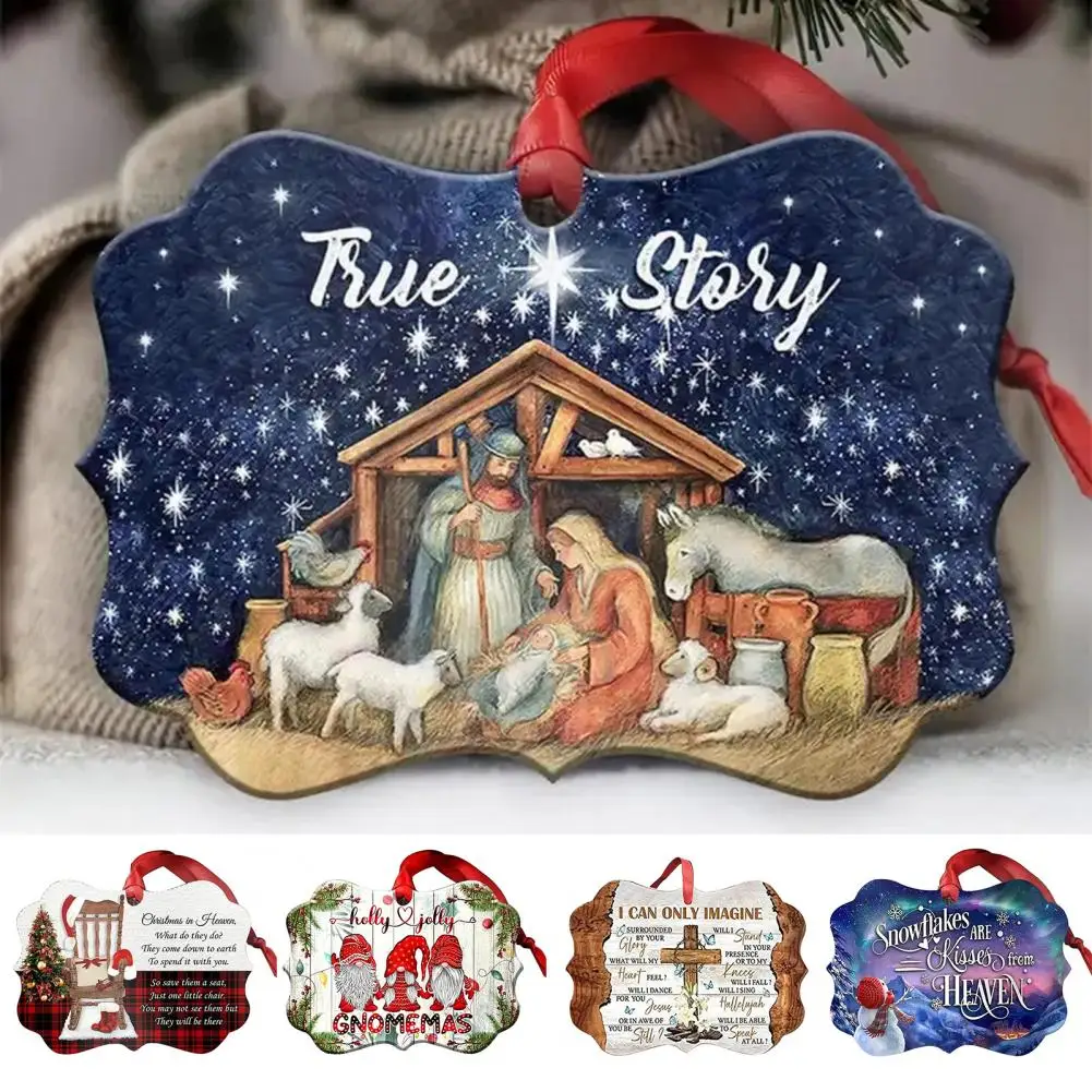 5.3*8cm Christmas Jesus Nativity True Story Ornament 2D Flat Acrylic Pendant Xmas Tree Hanging Decoration For Christmas New Year