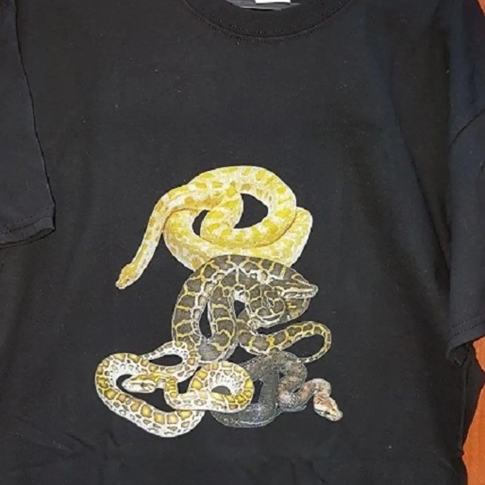 Burmesische Python Schlange T Shirt Kindergrößen Burm Reptil KOSTENLOSER VERSAND vintage Washed Breathable streetwear Stylish