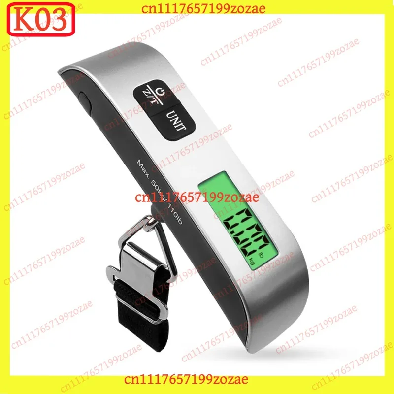 k3 50kg/10g Portable Digital Luggage Scale, Mini Hanging Weight Balance with LCD Backlight & Data Hold