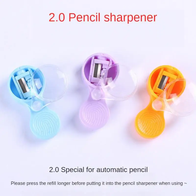 Mini 2mm Leads Sharpener Portable Sharpener With Magnifying Glass Sharpening Tool Pointer Pencil Sharpener Color Random