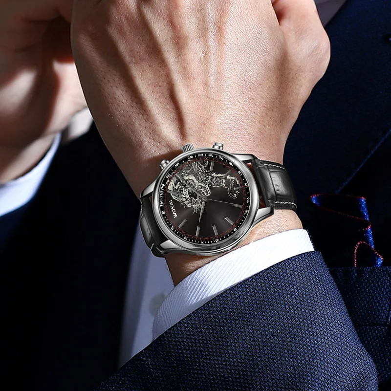 2025 New Fashion Watch Men Tiger Watches Casual Leather Band Analog Quartz Wristwatches Men Montre Homme Reloj Hombre