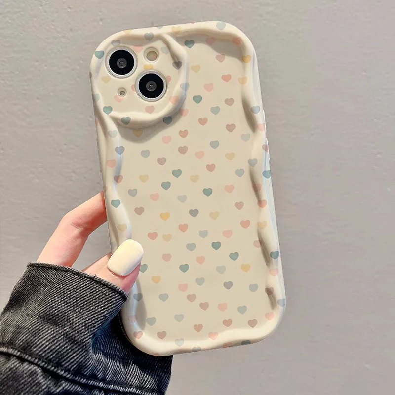 Colorful Heart Phone Case For Samsung Galaxy S25 S23 Plus S26 S24 Ultra A56 A17 A27 A15 A55 A57 A36 A36 3D Glossy Soft TPU Cover
