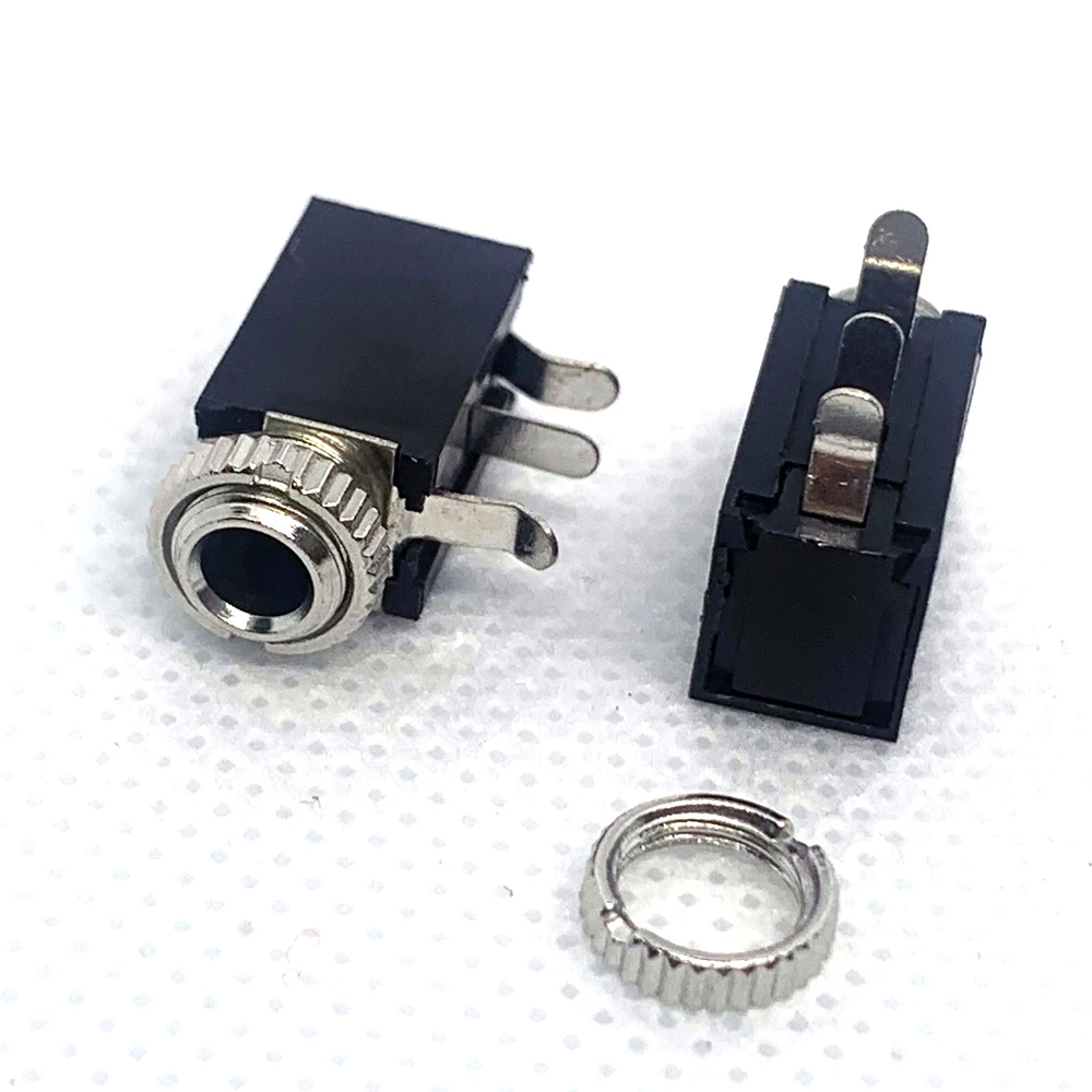 

100pcs 3.5MM Audio Jack PJ-316M Horizontal 3PIN Plug-in DIP Stereo Copper Head With Nut Connector Mono Headphone Base