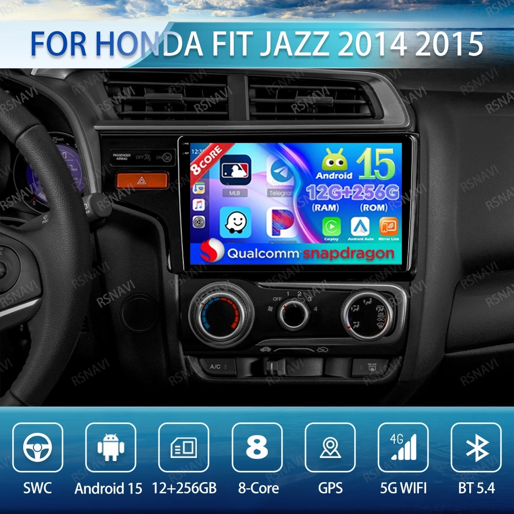 

Android 15 Car Radio For HONDA FIT JAZZ 2014 2015 Autoradio 4G LTE Qualcomm Multimedia Viedo Player Wireless Carplay Auto DVD BT