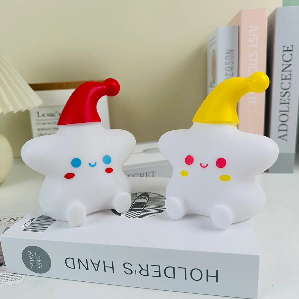 Cute cartoon shape stars nightlight bedroom bedside decoration light soft light atmosphere lamp desktop decoration pieces