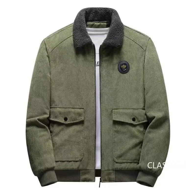 Men Corduroy Winter Coats Fleece Down Jackets Casual Jaquetas New Fashion Male Thicker Warm Parkas Short Winer Jackets Size 5XL