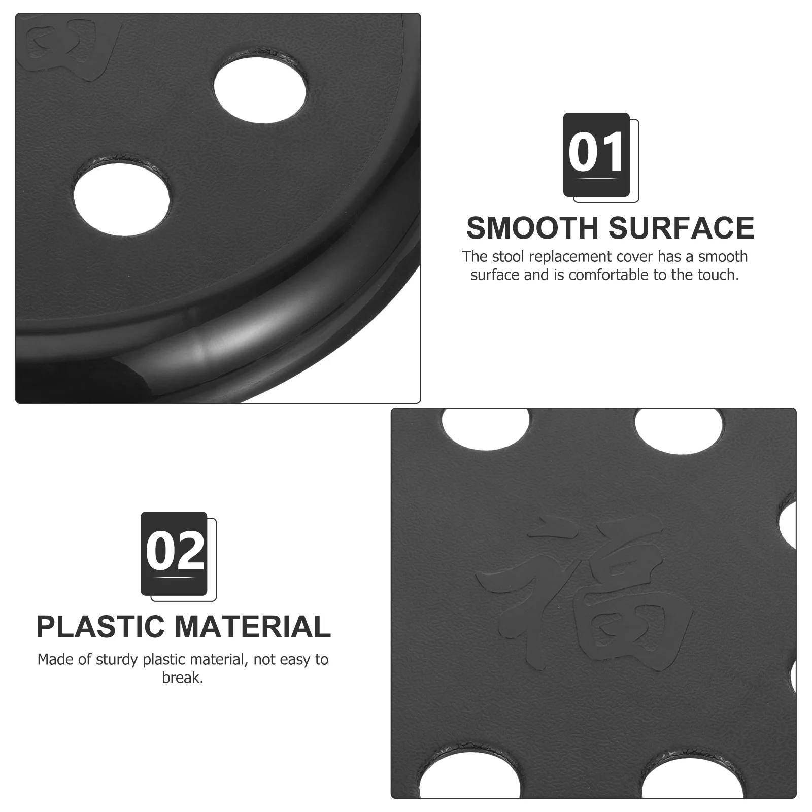 Barstool Cushions 12x12 Round Panel Surface Reinforced Plastic Eight-hole Buckle Cover Metal