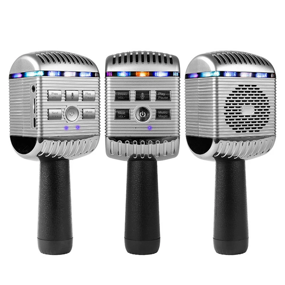 Bluetooth Wireless Microphone Portable Handheld Karaoke Live Party Singing Microphone for Mobile Phone Pc Rose Gold