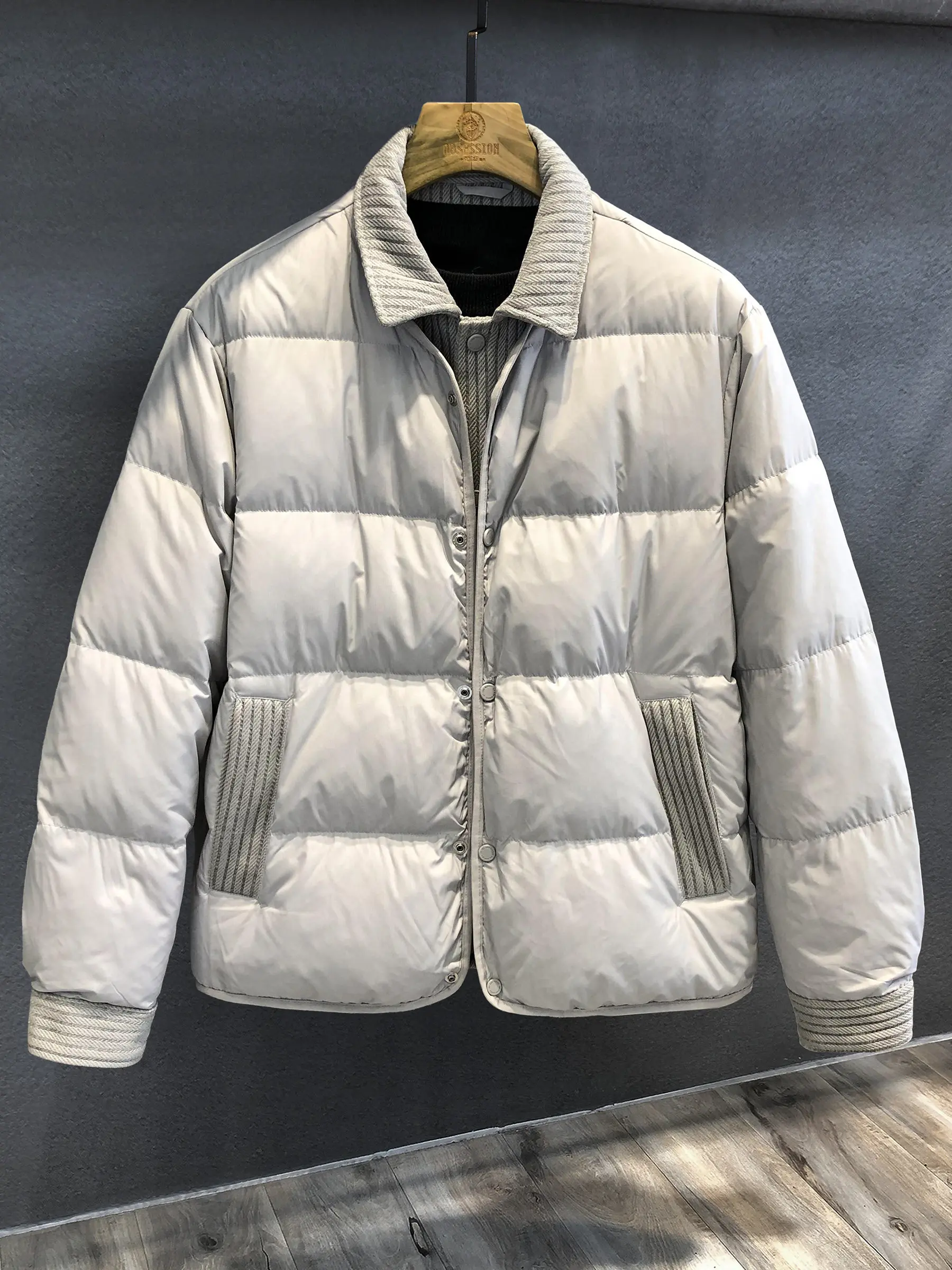 

Мужская утепленная хлопковая куртка с воротником-стойкой, повседневная зимняя верхняя одежда, модный бренд Tagkita, полиэстер, длинный рукав