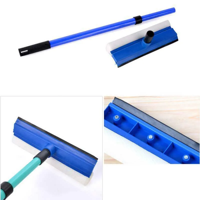 2In1 Telescopic Window Glass Cleaner Wiper Long Handle Sponge Brush Window Mop Squeegee Wiper Cleaning Tools