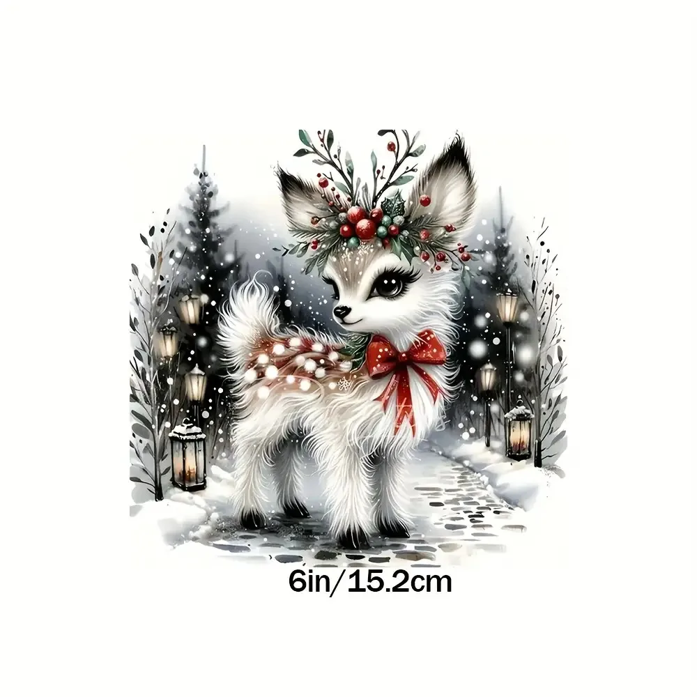 2D Flat Christmas Reindeer Vinyl Sticker, Glossy Removable Decal for Car Motorcycle Laptop Bottle Wall Cup Decor, Holiday Gift