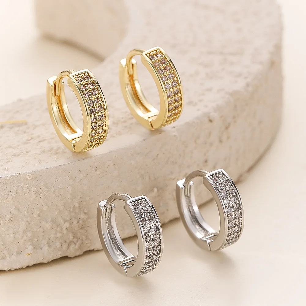 European and American Fashion Trendsetters Single Row Zircon Inlaid Ear Buckles Fresh Banquet Personalized Accessories