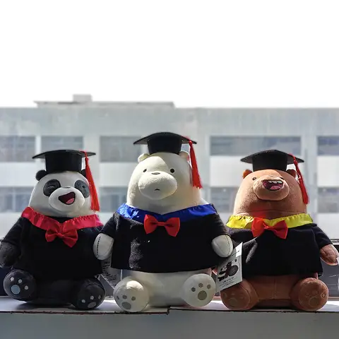 We Bare Bears Plush Toys Graduation Season Panda Doll with Dr. Cap Soft Stuffed Plushies Gifts for All Ages