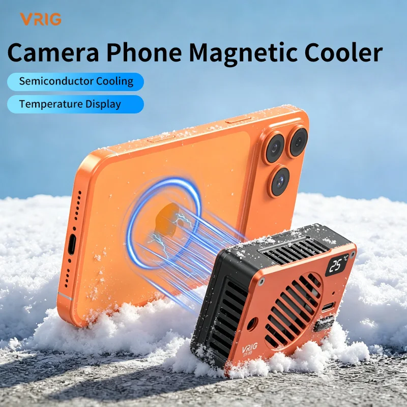 VRIG TT-02 Magnetic Camera Phone Cooler Semiconductor Fan TEC 10W 4000RPM Smart Temp Low Noise Type-C for iPhone Sony Canon Vlog