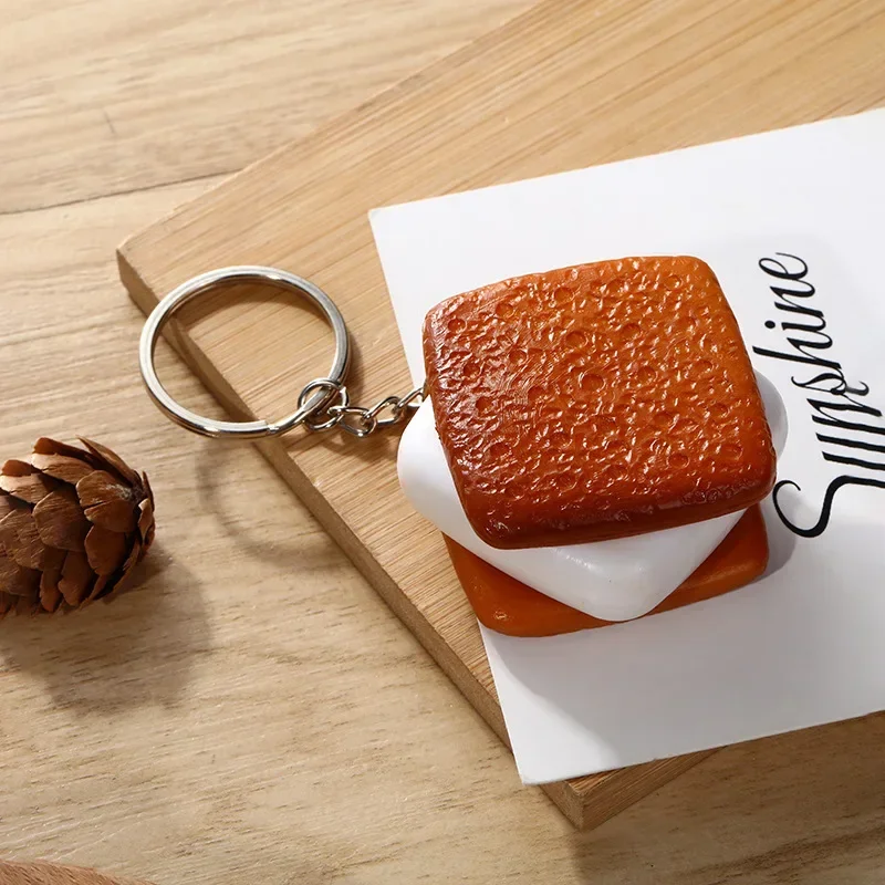 Simulation Food Keychain Sandwich Biscuit Cookie Key Chain Creative Cute Food Model Car Bag Student Pendant Jewalry Gift